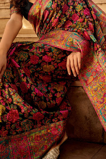 Jaguar Black Kashmiri Modal Silk Saree