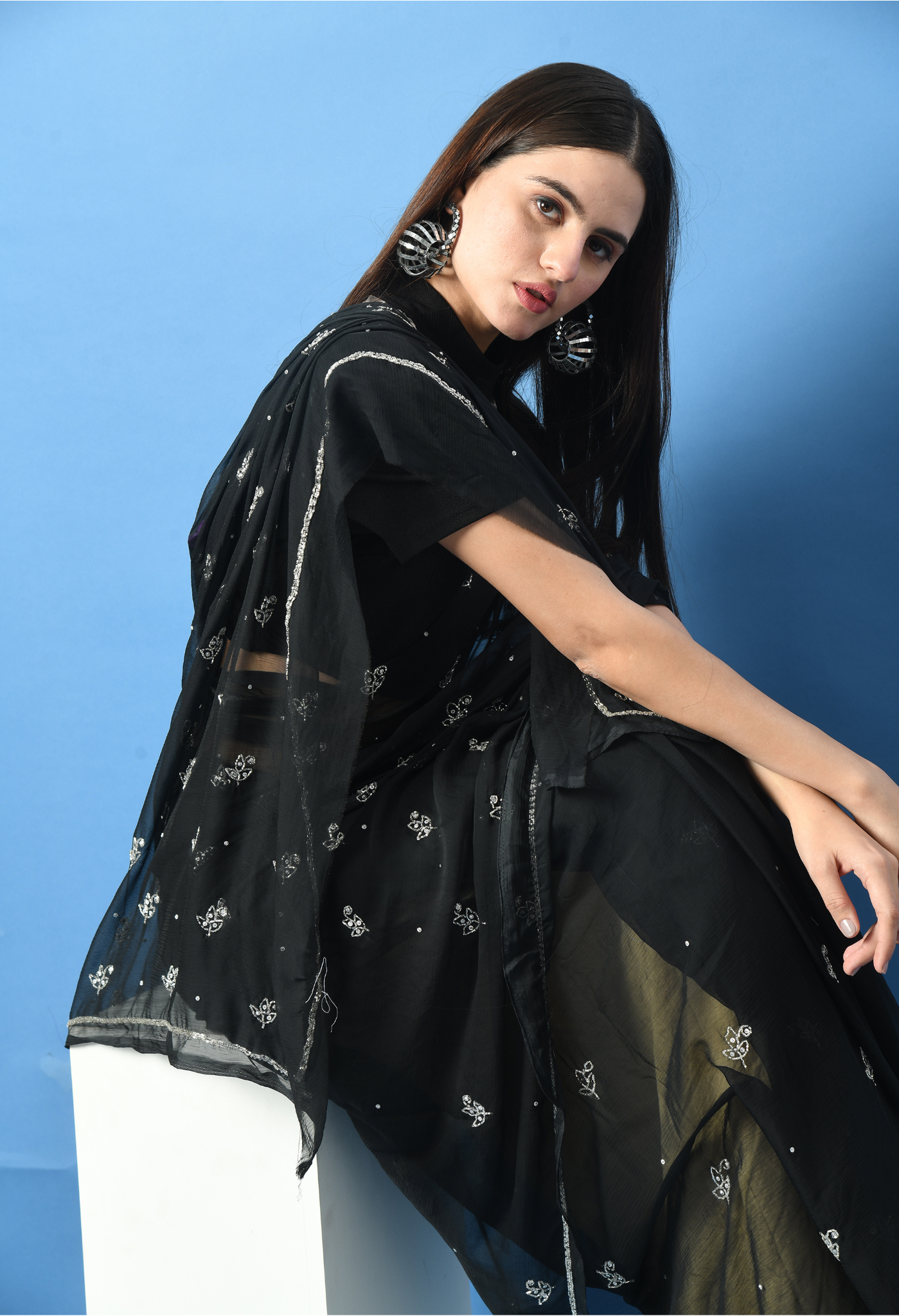 House of Chiffon chiffon black leheriya saree crafted for casual saree elegance, festive wear, and pre-wedding collection must-haves.