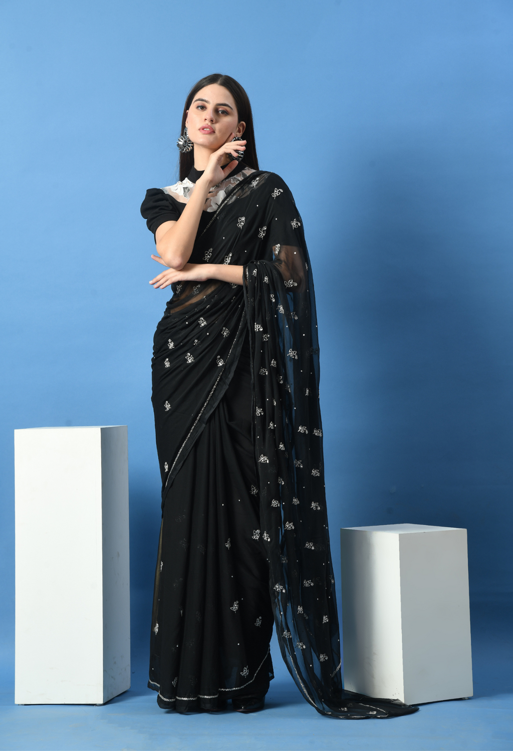 House of Chiffon chiffon black leheriya saree crafted for casual saree elegance, festive wear, and pre-wedding collection must-haves.
