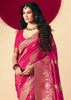 Magenta Pink Woven Banarasi Silk Saree