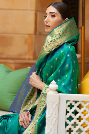 Deep Sea Green Kanjivaram Silk Saree