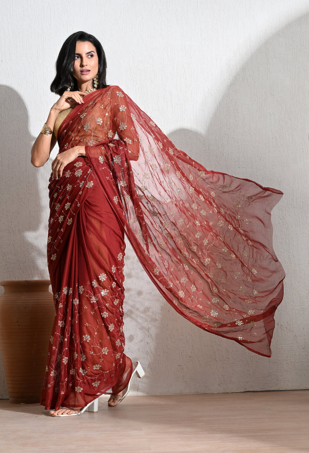 Rustic all over Chiffon Saree