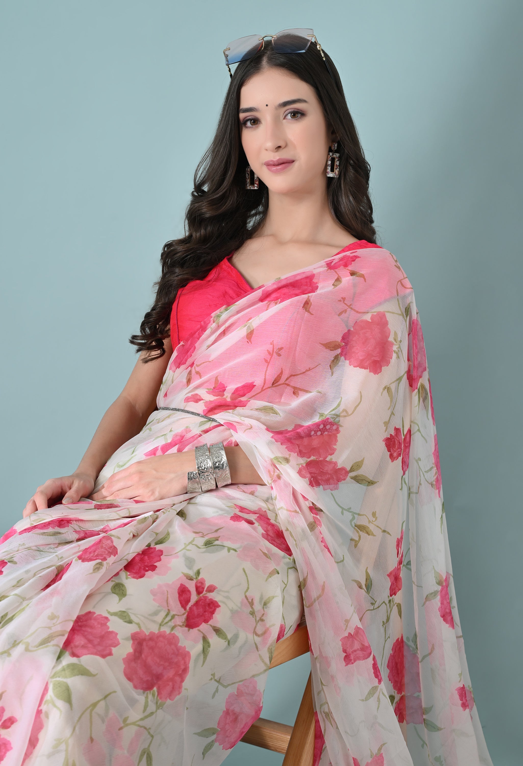 Barbie Floral Printed Chiffon Saree