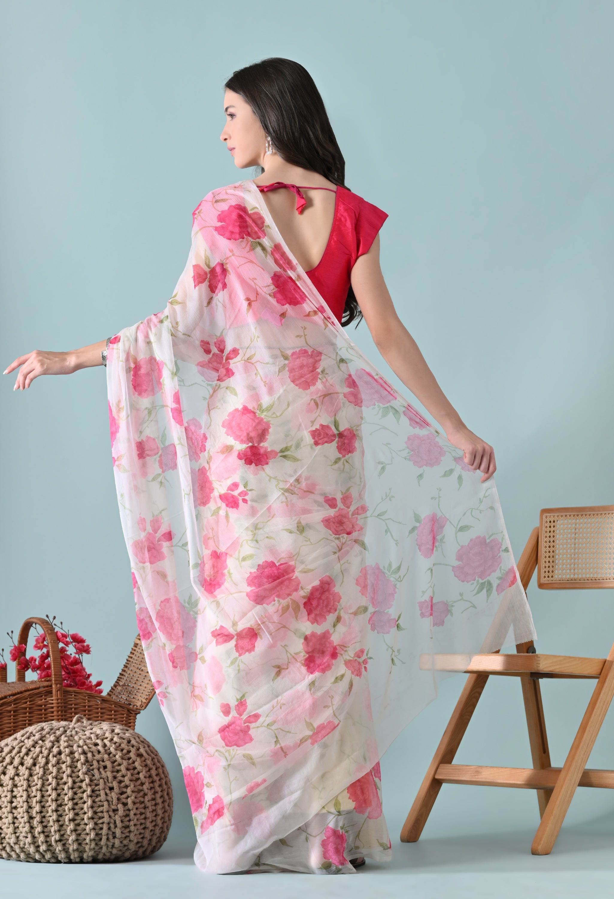 Barbie Floral Printed Chiffon Saree