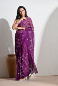 Plum All over work Chiffon Saree