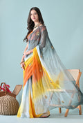 Old Tangelo Tie & Dye Sequin Diamond chiffon saree for festive wear, trousseau saree, suitable for farewell saree, daily wear saree, party wear saree looks.