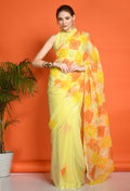 Sun Dew Hand Painted Gotta Chiffon saree design showcasing festive wear elegance, styled as casual saree, party wear saree, and timeless trousseau saree.