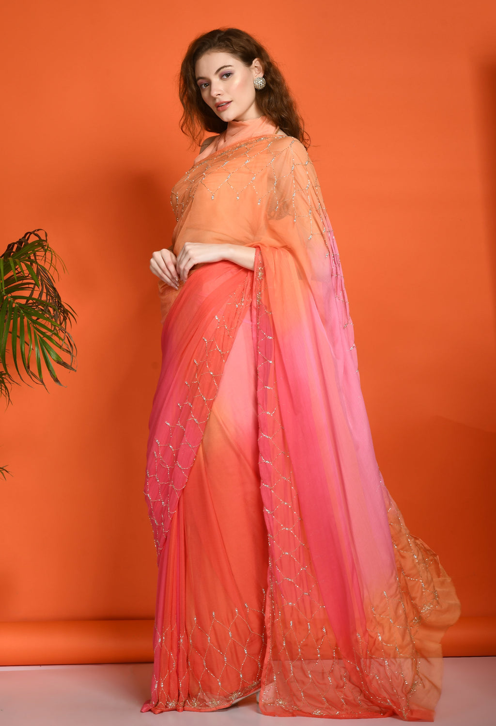 House of Chiffon chiffon pink leheriya saree crafted for casual saree elegance, festive wear, and pre-wedding collection must-haves.
