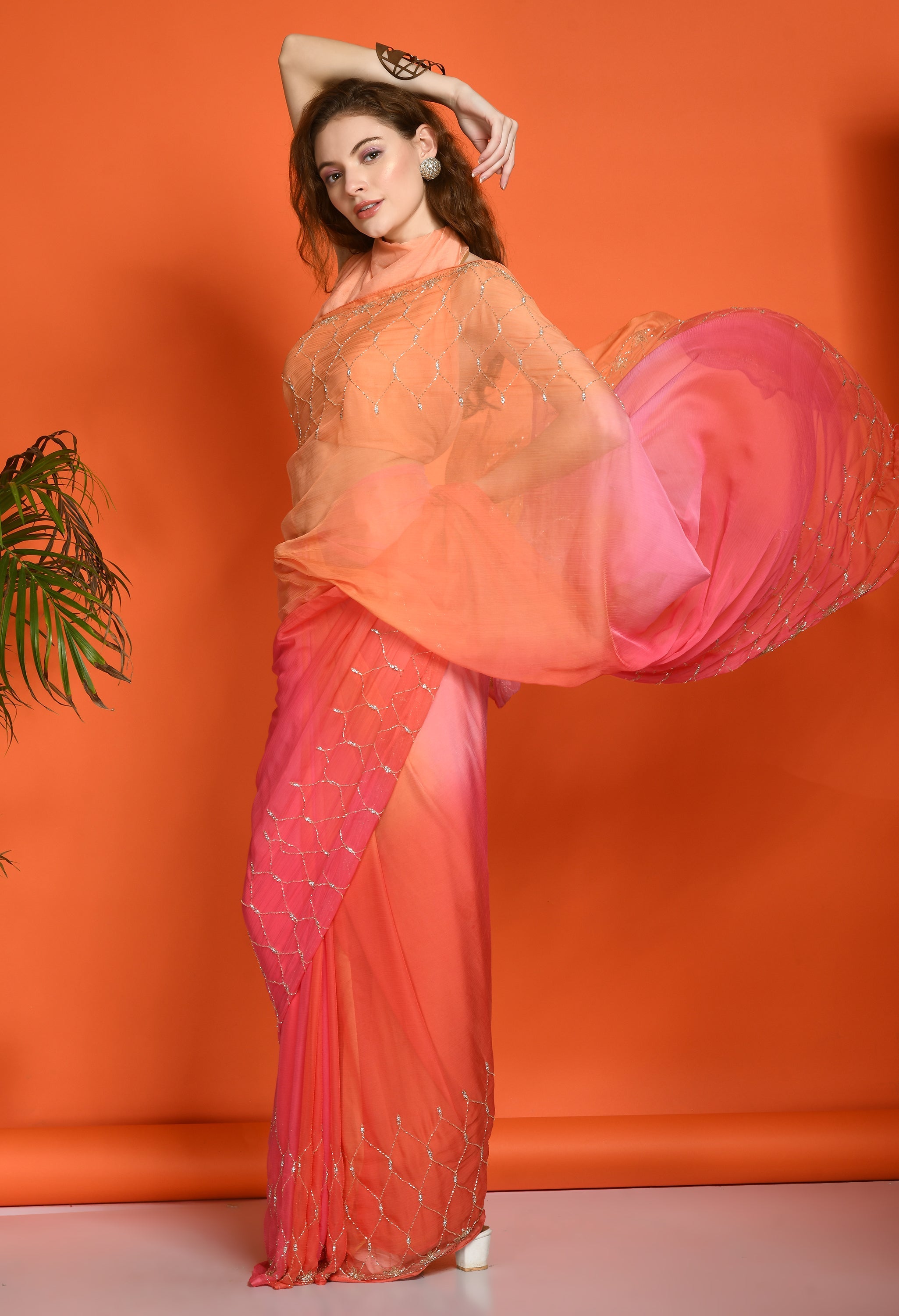 House of Chiffon chiffon pink leheriya saree crafted for casual saree elegance, festive wear, and pre-wedding collection must-haves.