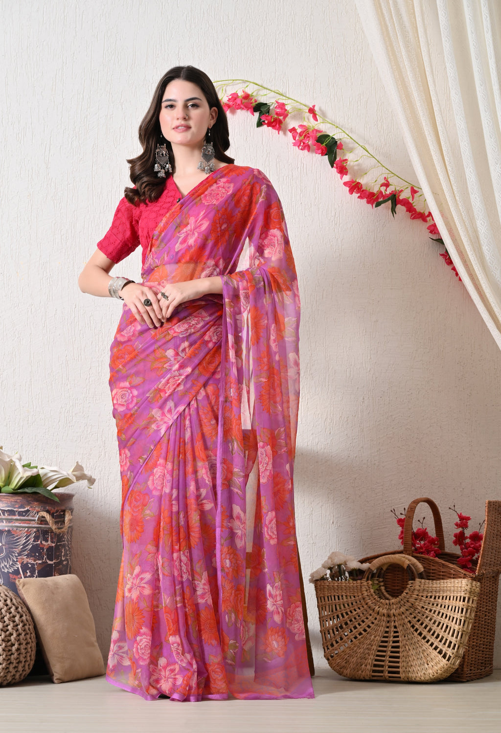 Blossom Printed Chiffon Saree