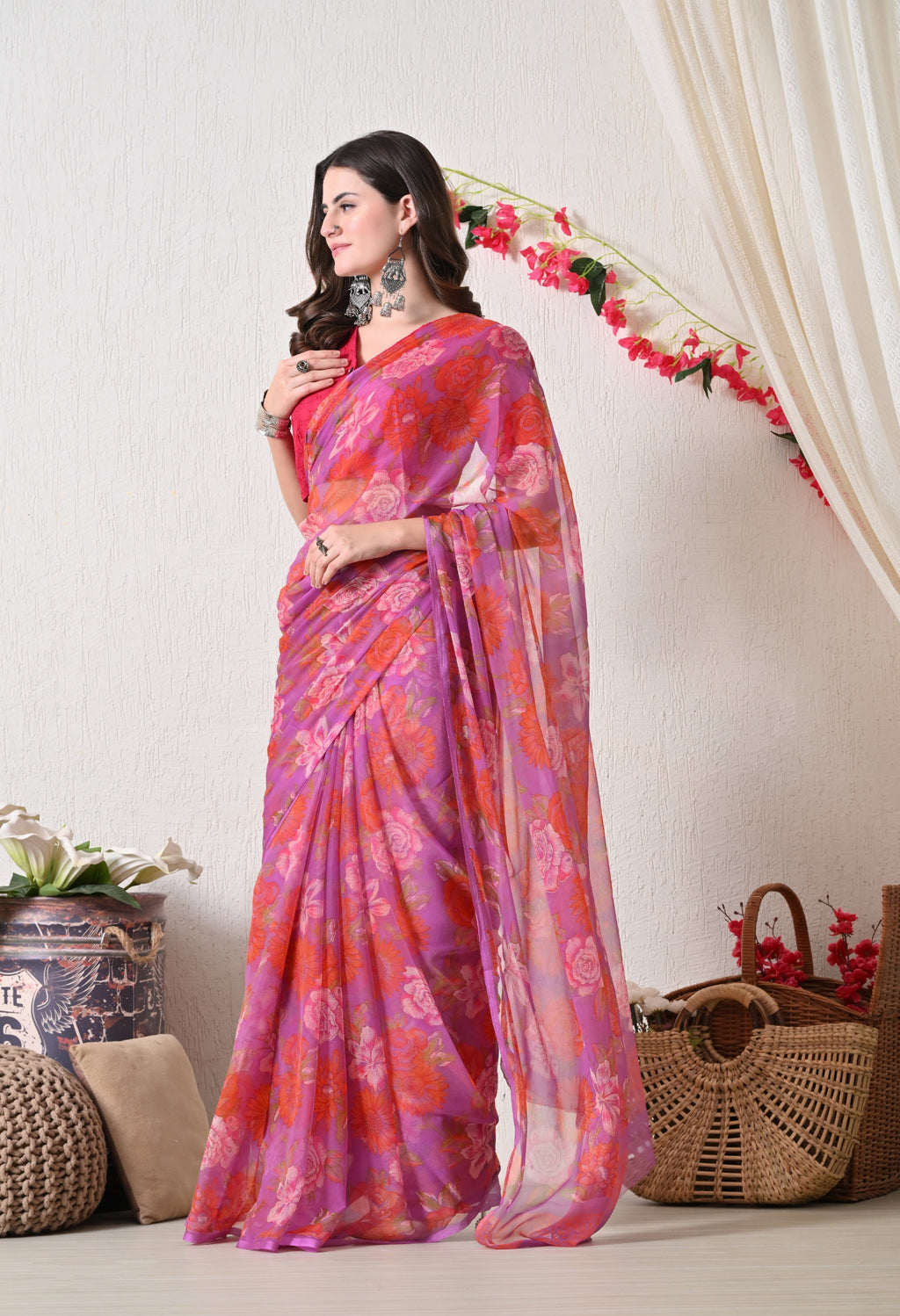 Blossom Printed Chiffon Saree
