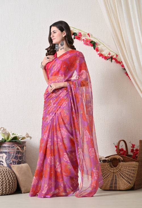 Blossom Printed Chiffon Saree