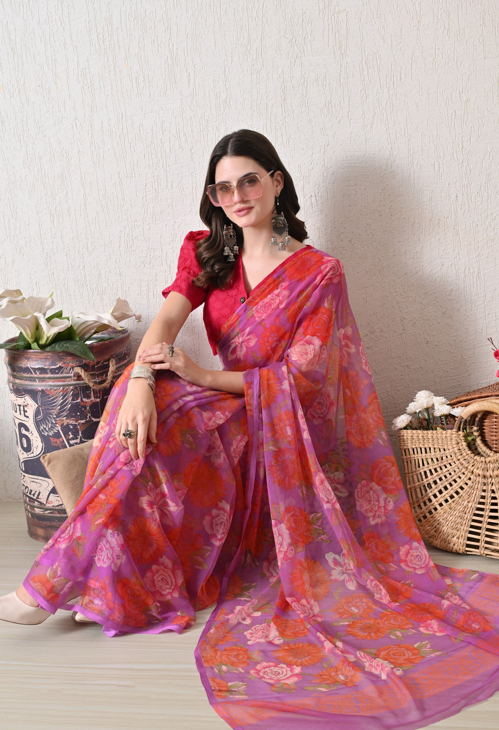 Blossom Printed Chiffon Saree
