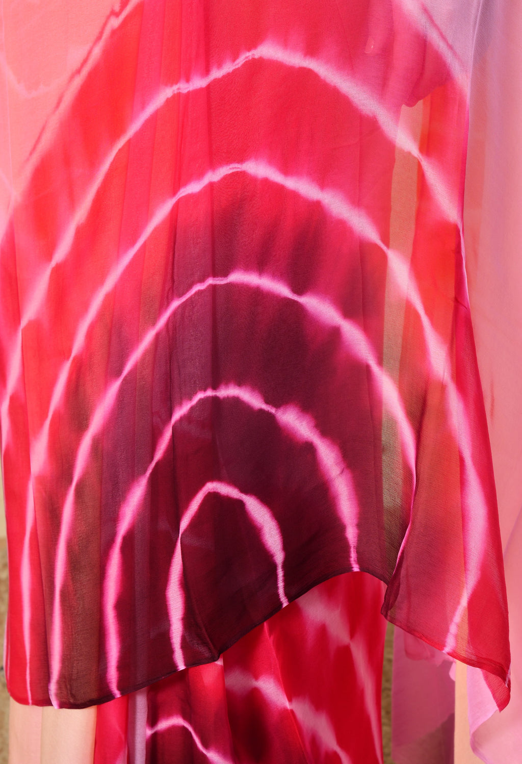Flamingo Pink Shade Tie & Dye Pure Chiffon Saree