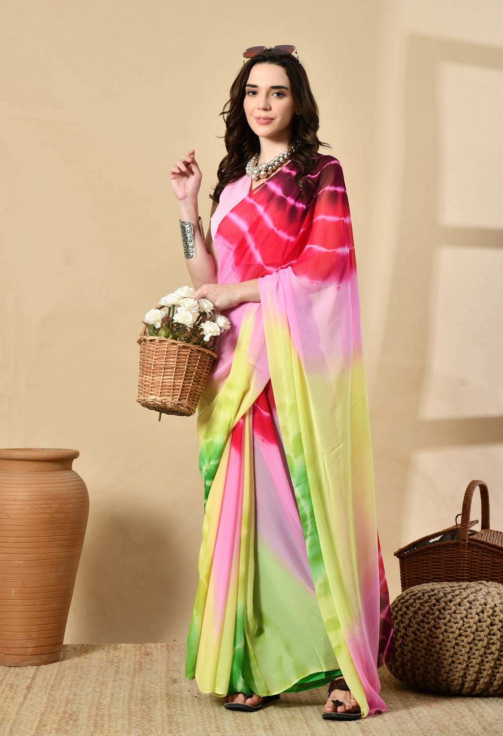 Orchid Shaded Tie & Dye Pure Chiffon Saree