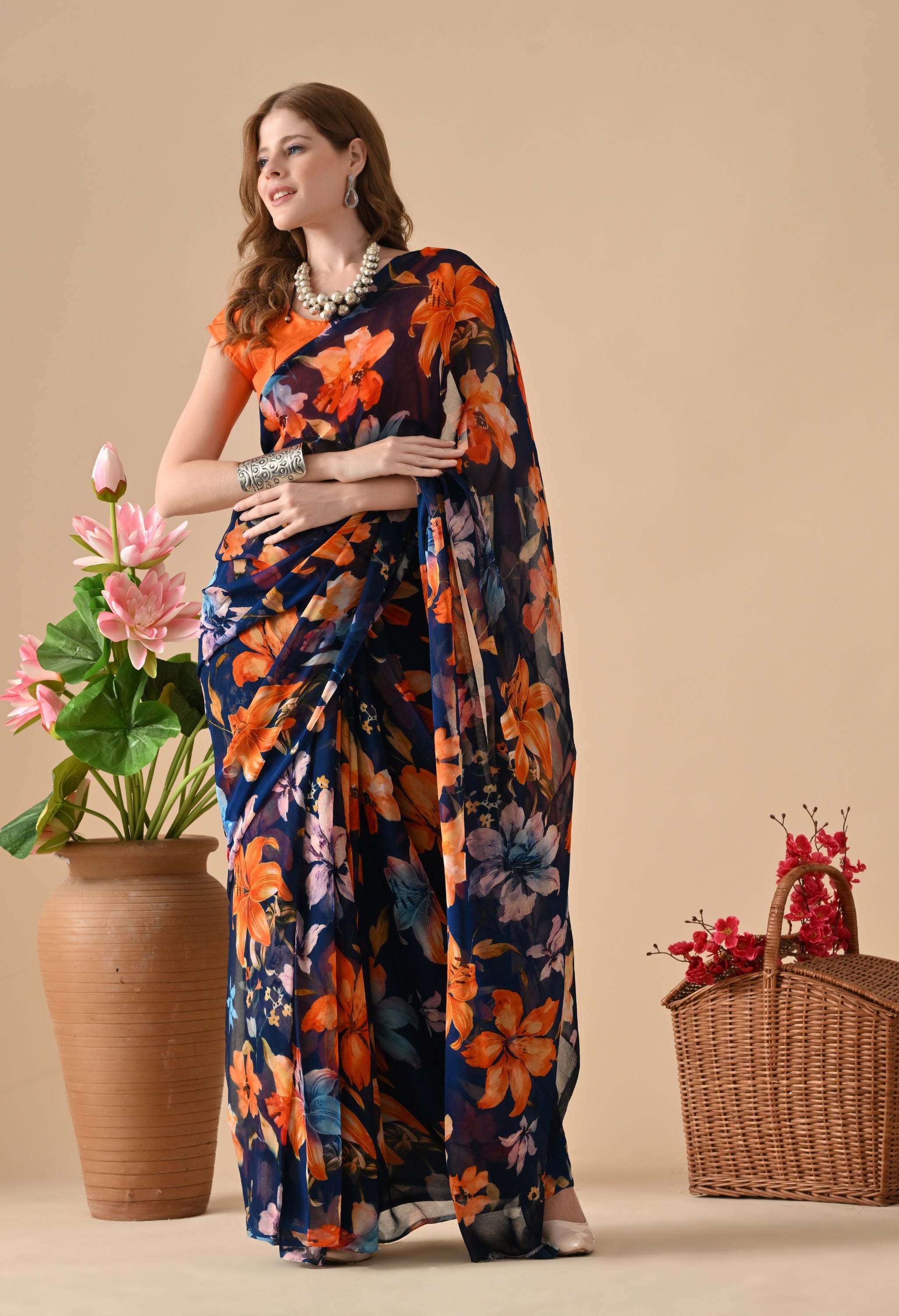 Kareena Inspired Floral Printed Pure Chiffon Saree