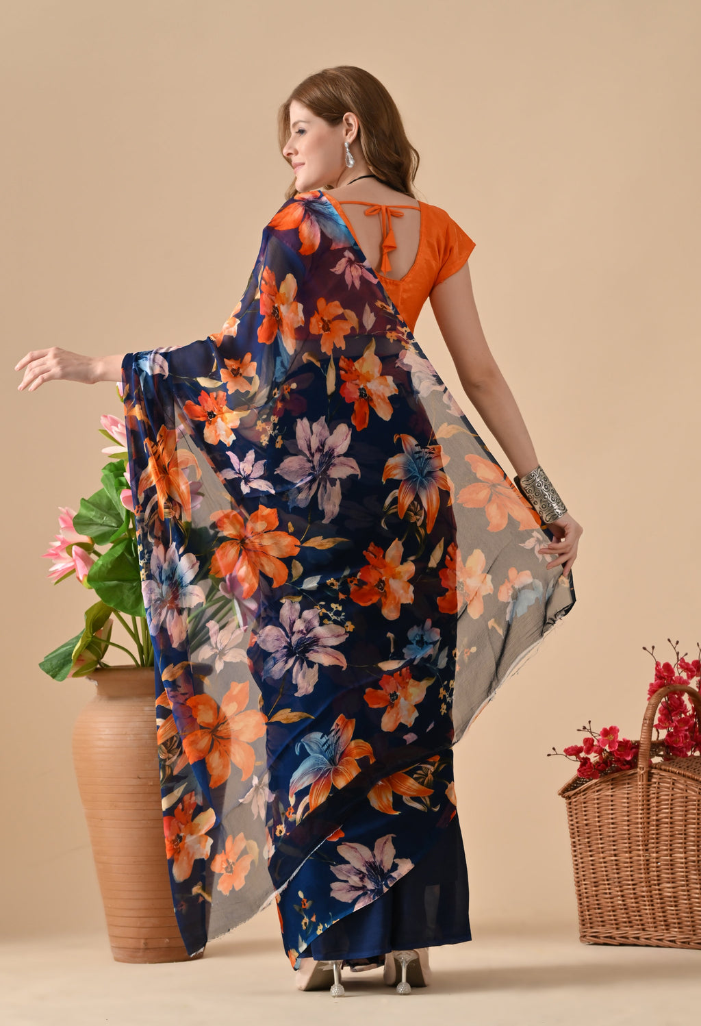 Kareena Inspired Floral Printed Pure Chiffon Saree