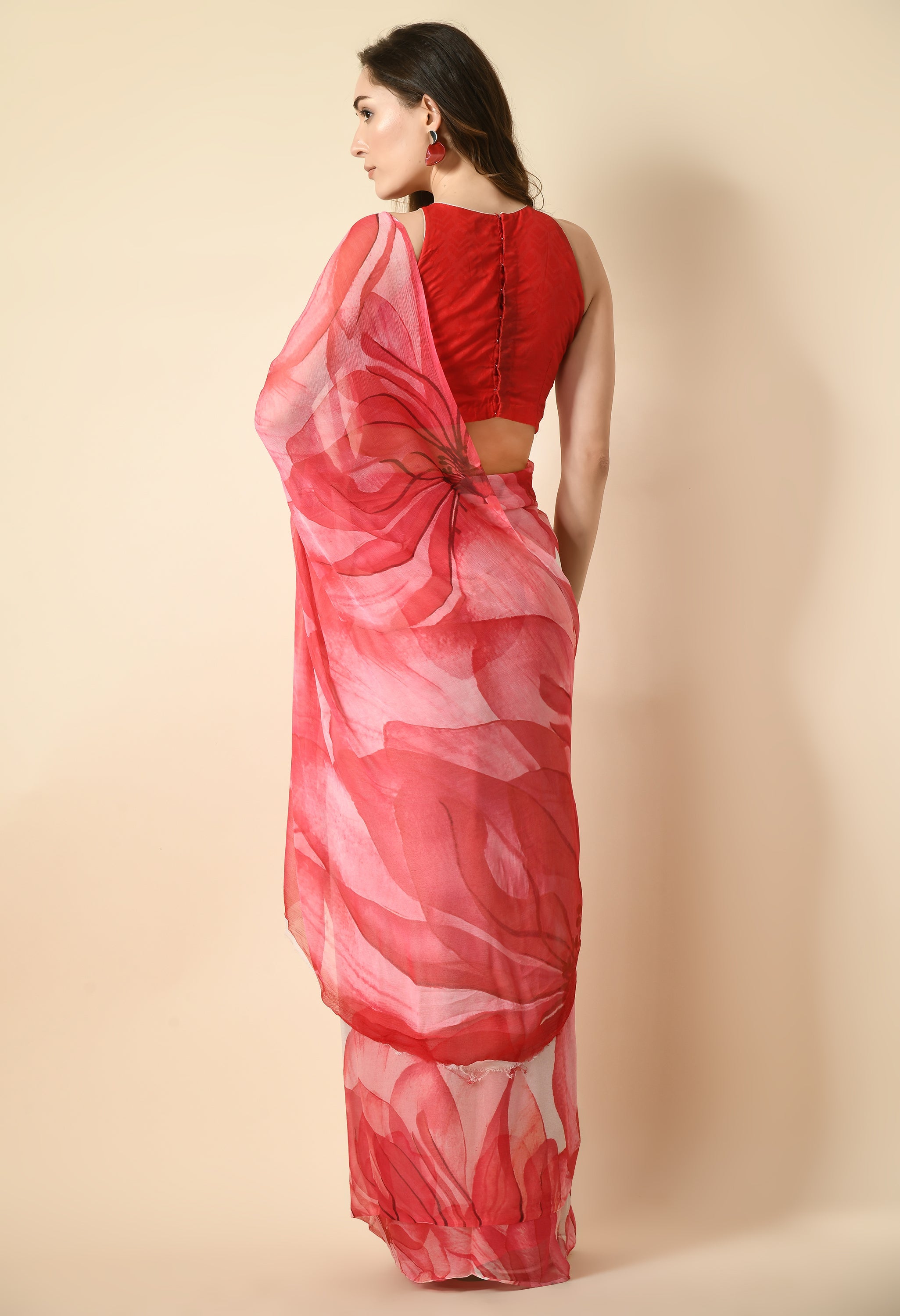 Rani Inspired Digital Print Pure Chiffon Saree