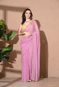 Lilac Embellished border Chiffon Saree