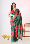 Digital Printed Green Georgette Saree