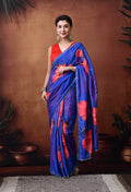 Digital Printed Royal Blue Georgette Saree