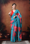 Digital Printed Rama Georgette Saree
