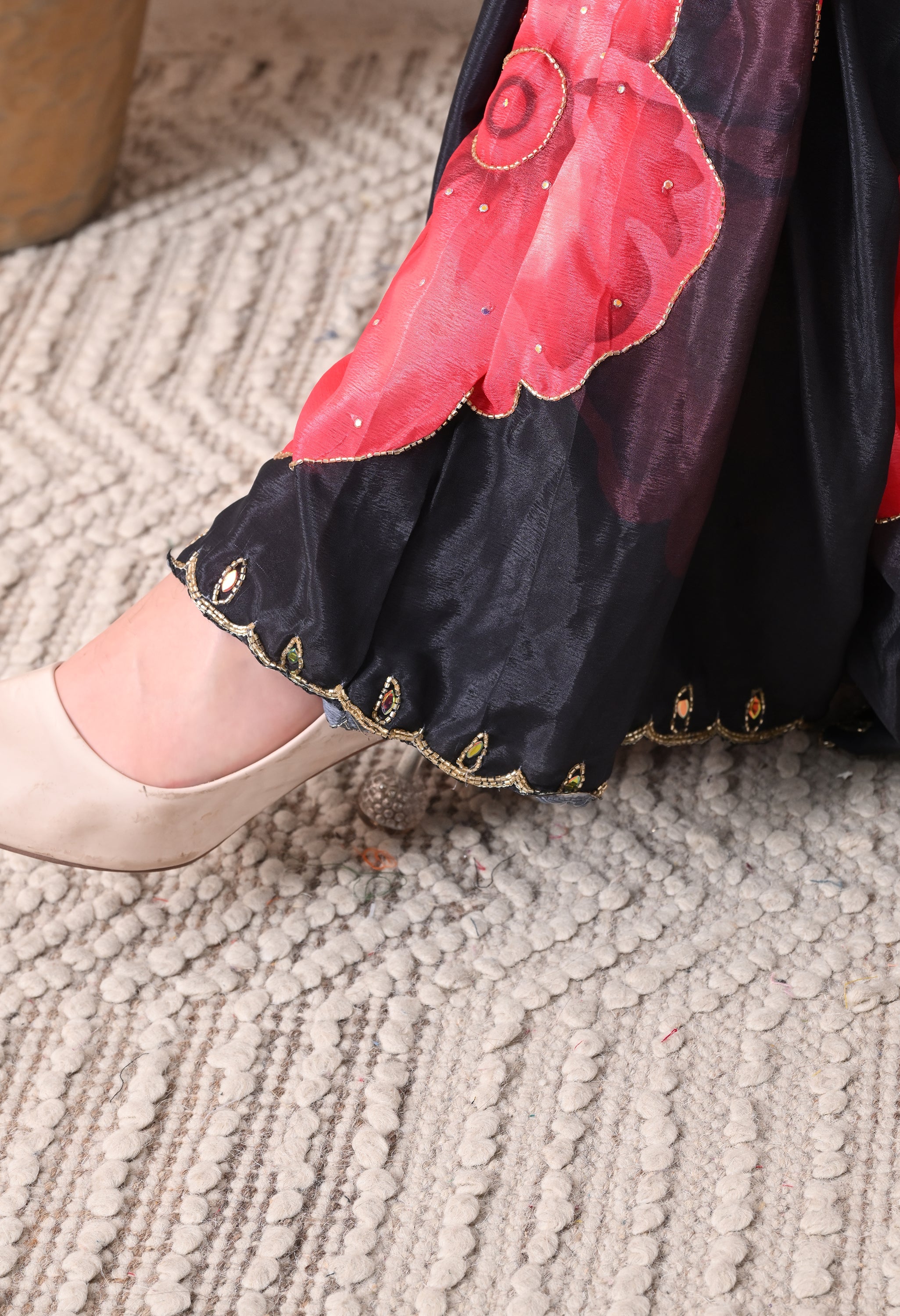 Digital Printed Black Georgette Saree