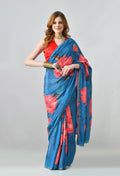 Digital Printed Blue Georgette Saree